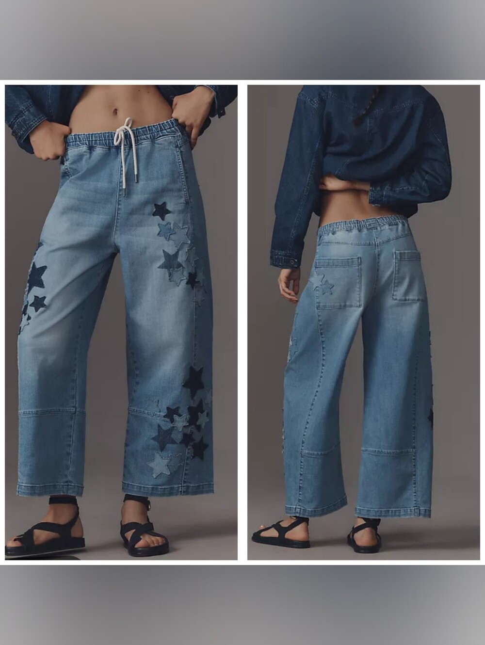 Anthropologie Pilcro Izzie Relaxed Star Pull On Barrel Jeans L